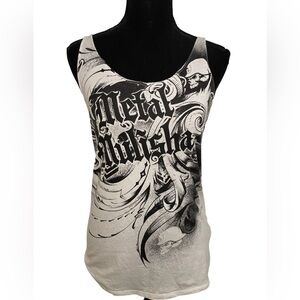 Y2k grunge goth rare 2000s Metal Mulisha Edgy Black and Gray Tank Top